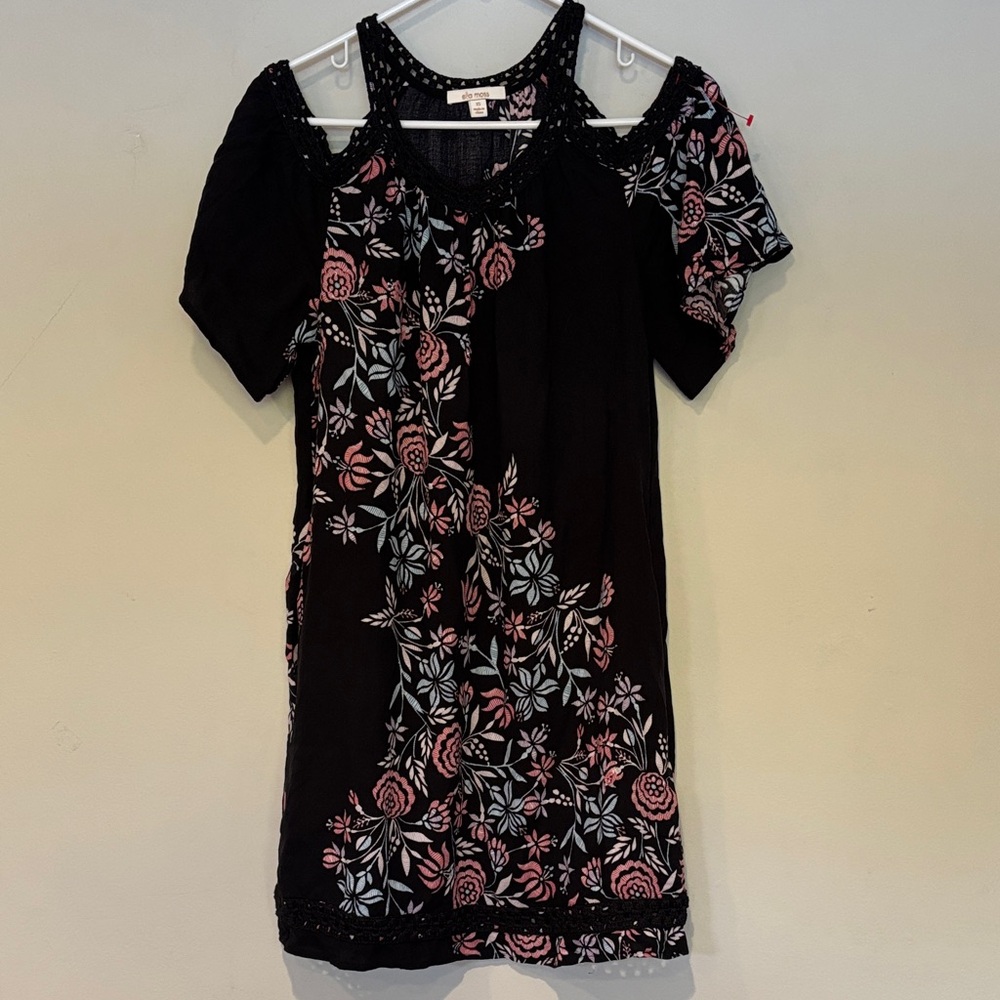 Ella Moss Black and Pink Floral Mini Dress